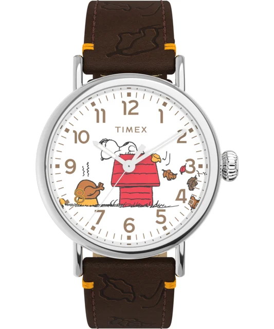 Timex Peanuts® x Standard Thanksgiving 40mm Leather Strap Watch TW2W44300 kol saati