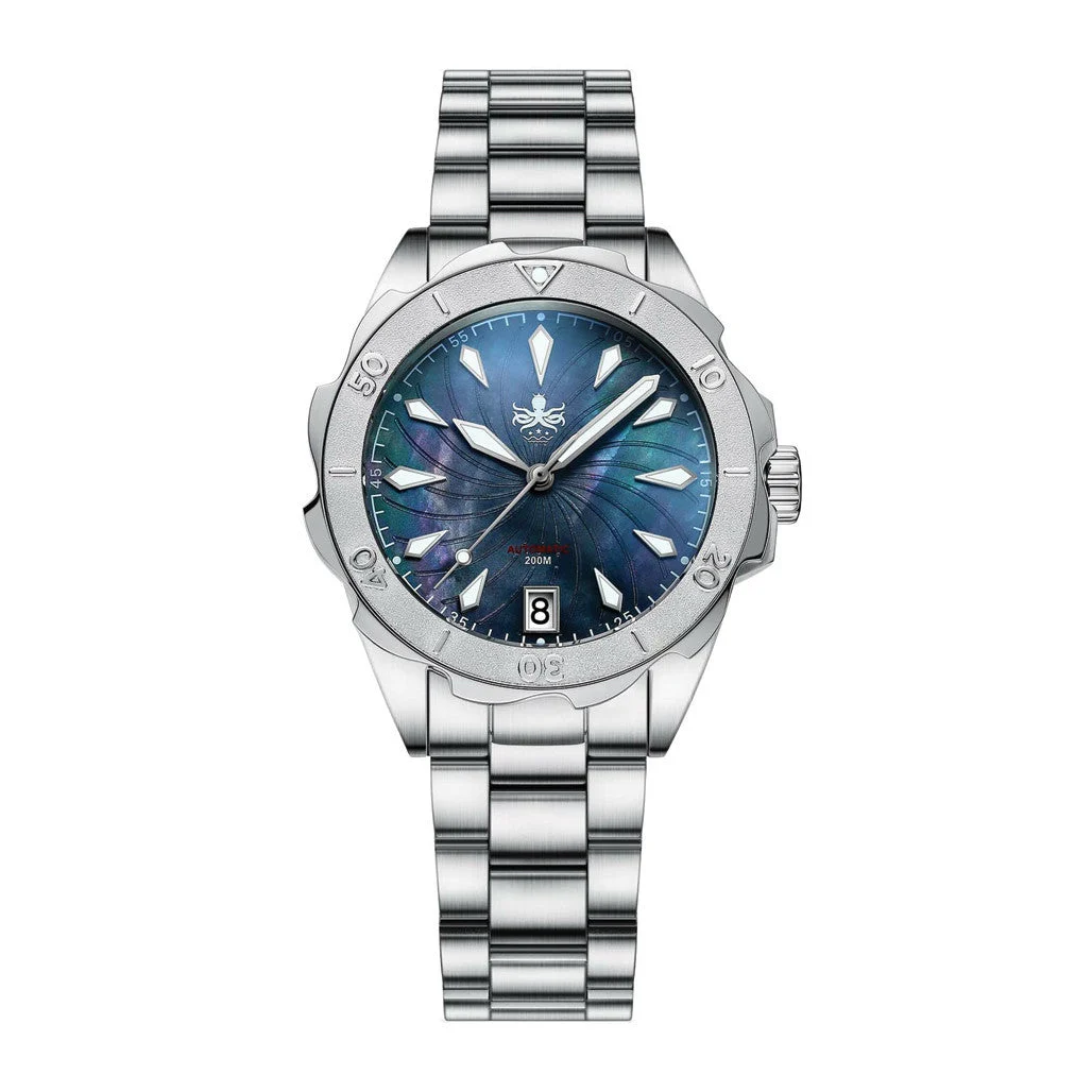 Phoibos Sea Nymph 200M Diver with Tahitian Black Dial #PY038C 44 mm kol saati