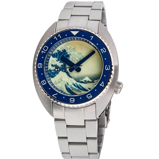 Islander Luminous Wave Dial Automatic Dive Watch with AR Dome Sapphire Crystal, and Lumino