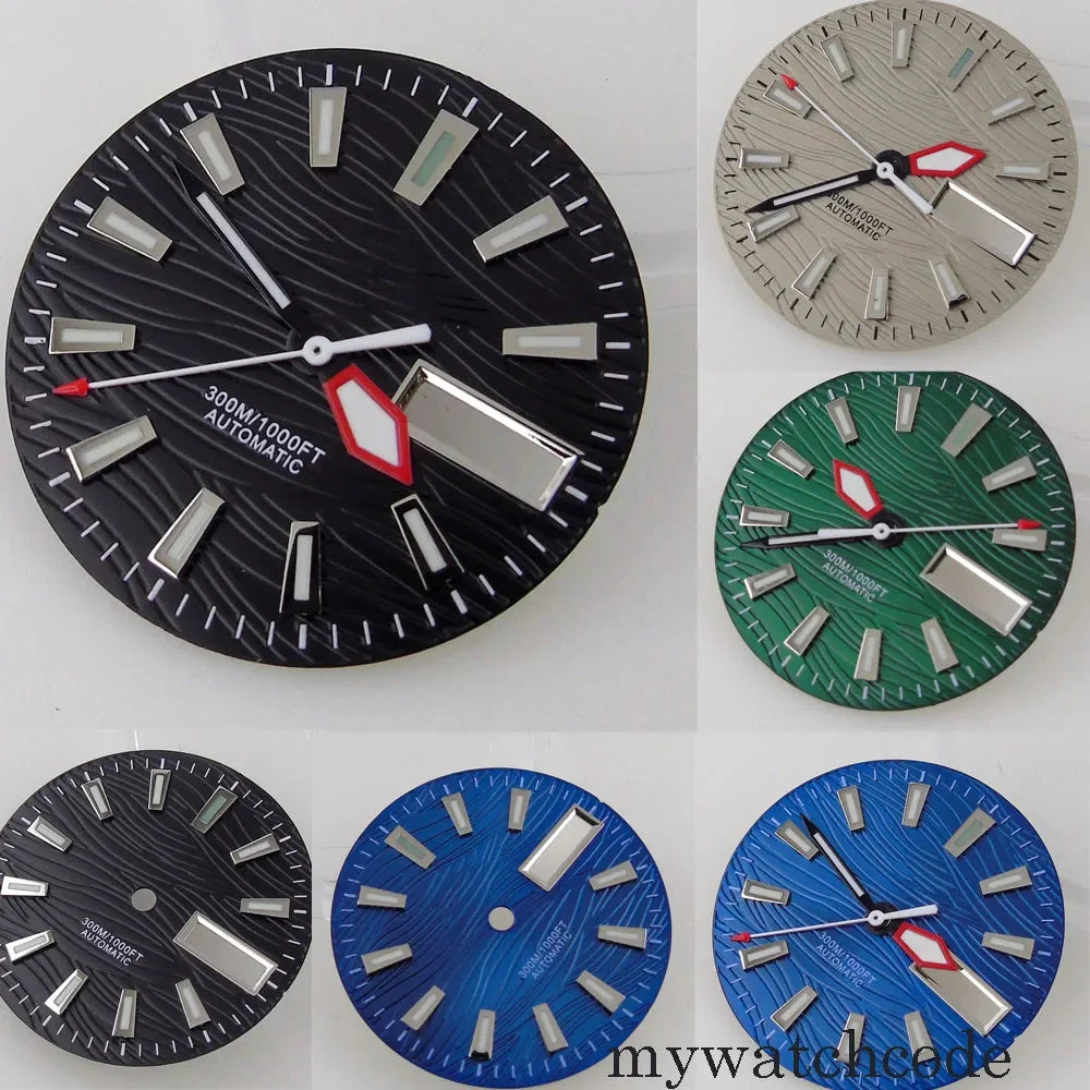 Tandorio Sterile Black Green Blue Grey Watch Dial Date Day Window Fit NH36A Movement Luminous Hands High Quality Parts 14:10#black sterile dial 29 mm kol saati