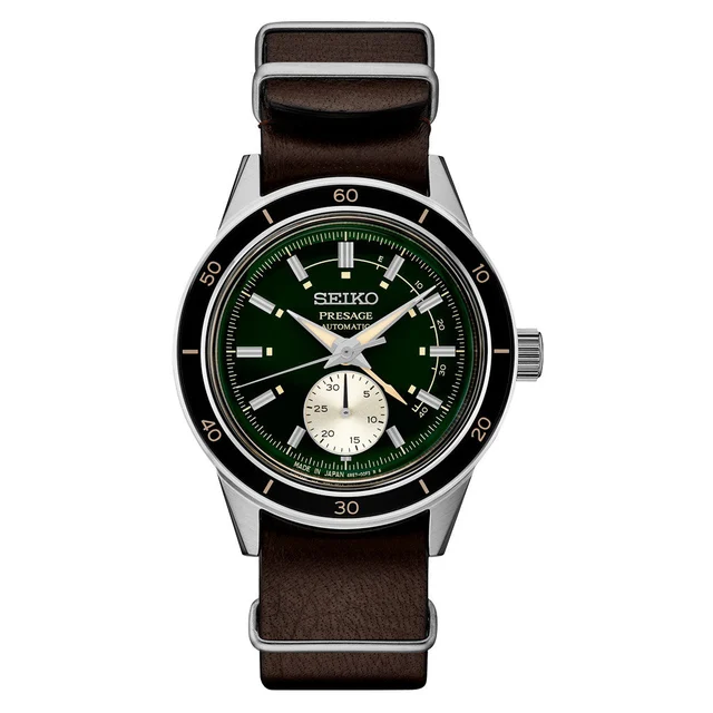 Seiko Presage 60's Style Automatic Dress Watch with Power Reserve Meter and Green Dial #SS