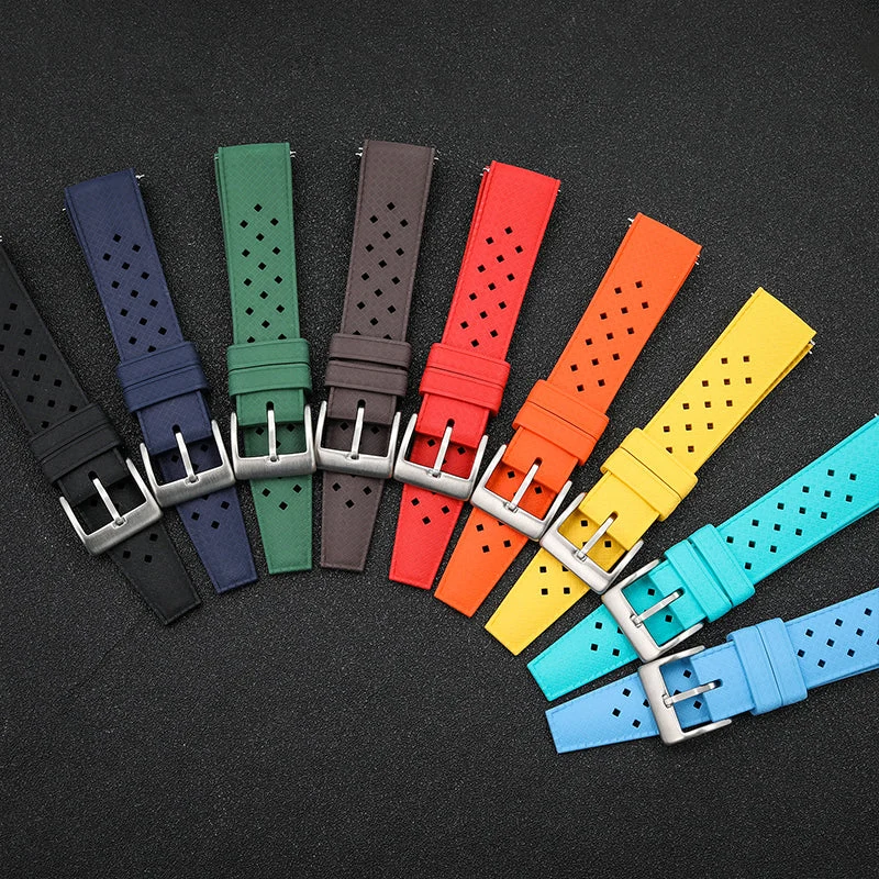 Watchdives Premium-Grade Tropical FKM Rubber Watch Strap FKM氟胶带IWC黑色-20mm - 26.5RM 30 mm kol saati