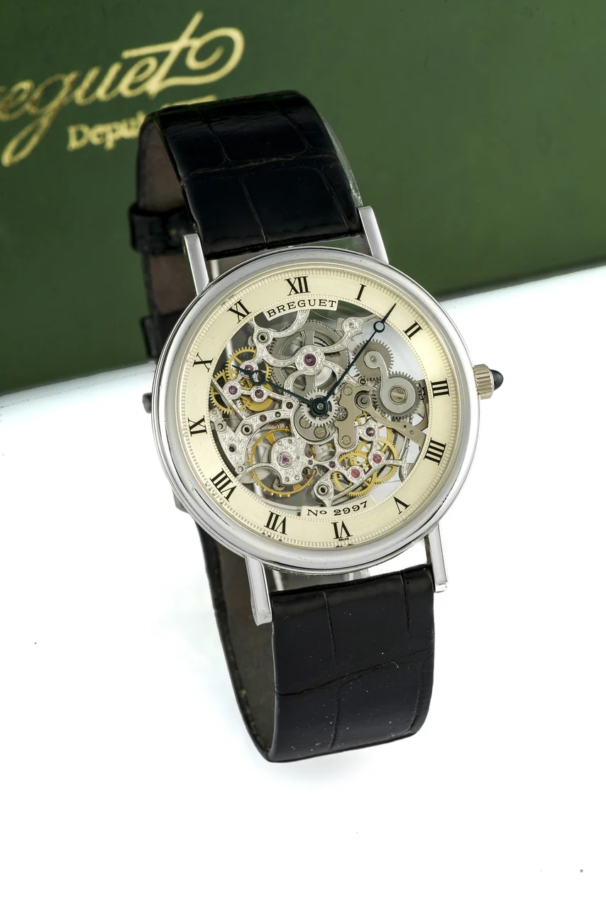 Breguet BREGUET REF. 3030 SKELETON WHITE GOLD Very fine and rare, self-winding, 18K white gold wristwatch with hand-engraving skeletonized movement. kol saati