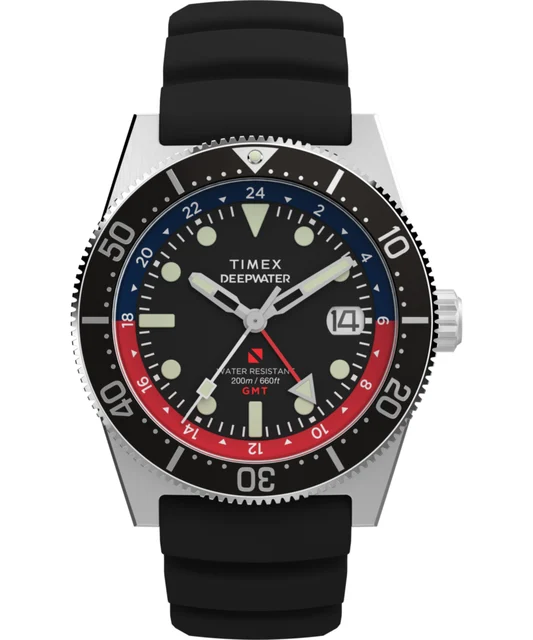 Timex Deepwater Reef 200 GMT 41mm Synthetic Rubber Strap Watch TW2W75000 kol saati
