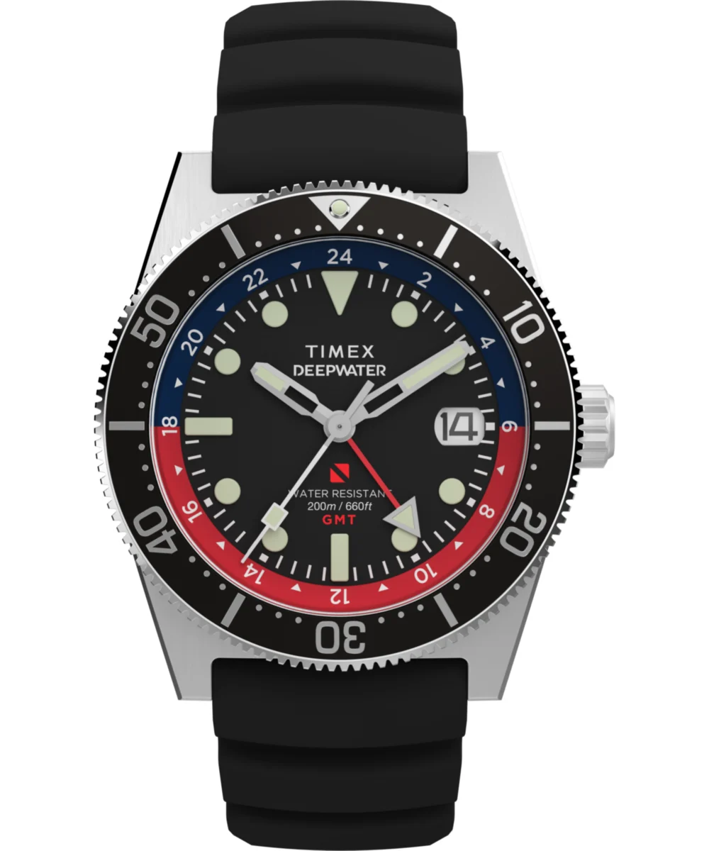 Timex Deepwater Reef 200 GMT 41mm Synthetic Rubber Strap Watch TW2W75000 41 mm kol saati