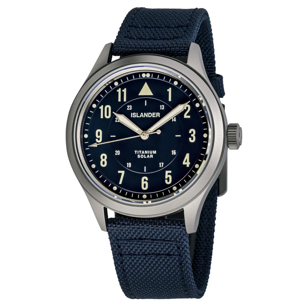 Islander Babylon HV1000 Titanium Solar Field Watch with Blue Dial #ISL-334 kol saati