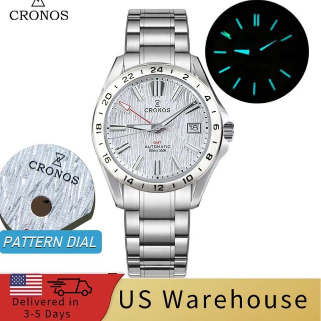 Cronos Watch Store Warehouse★★Cronos 39mm GMT NH34 Mechanical Men Watch L6029 V2 Cronos-L6