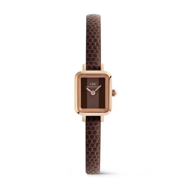 DANIEL WELLINGTON Quadro Mini Brown Lizard Padstow Rose Gold DW00100959 kol saati