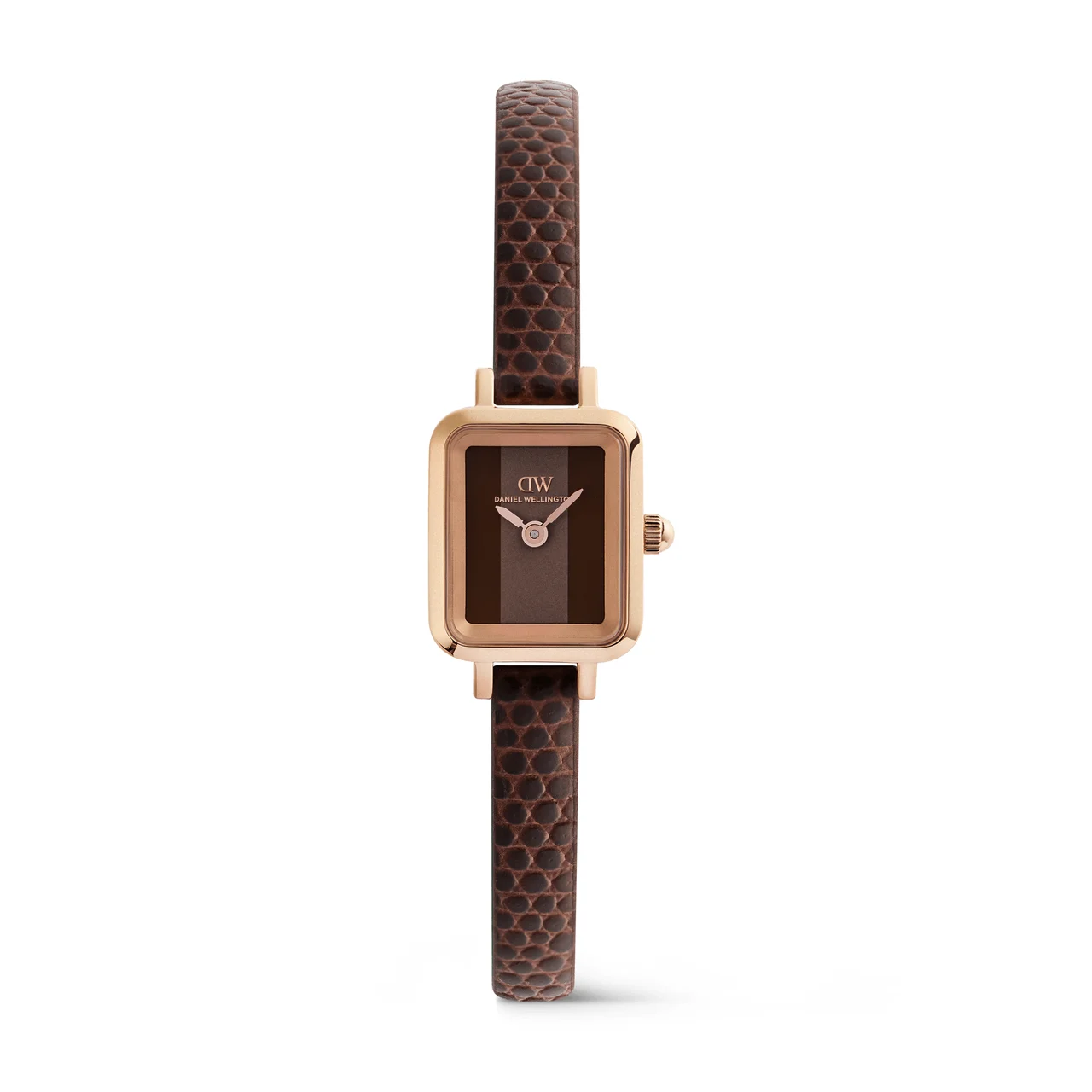 DANIEL WELLINGTON Quadro Mini Brown Lizard Padstow Rose Gold DW00100959 kol saati