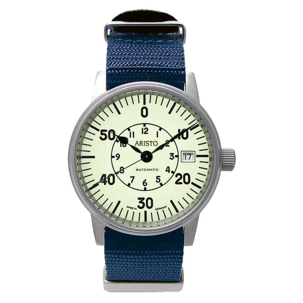 Aristo Swiss Automatic Full Lume Aviator Watch #3H239 38.5 mm kol saati