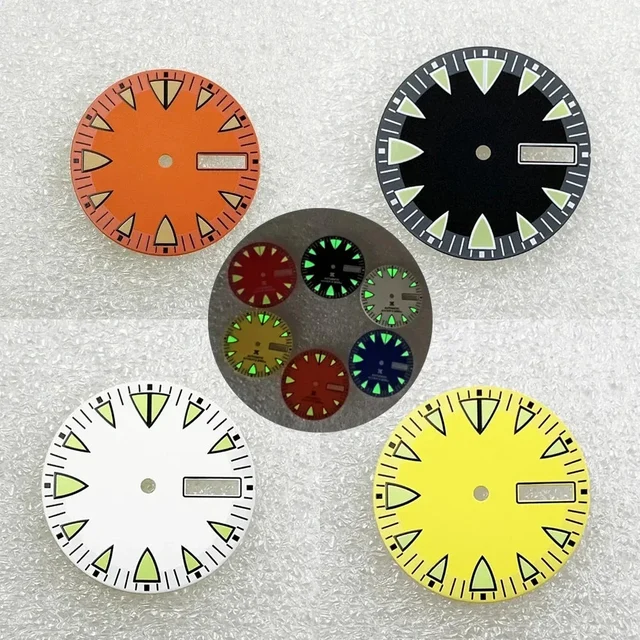 Tandorio Green Luminous NH36 Watch Dial Triangular Scale Dial Mechanical Watch Face for NH
