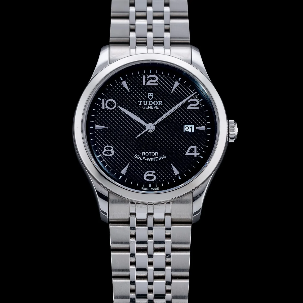 Tudor Stainless Steel Black Dial 91650-0004 210009N43256 41 mm kol saati