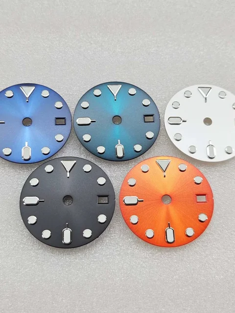 Tandorio Watch dial 28.5mm green luminous no LOGO modified GMT four-hand dial, suitable fo