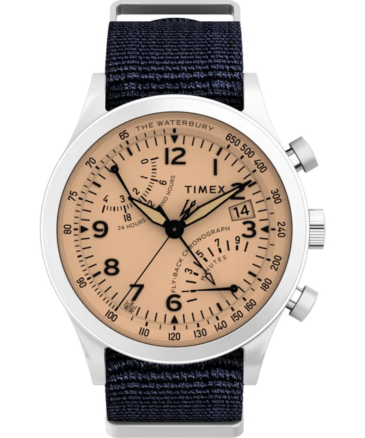 Timex Waterbury Traditional Fly-Back Chronograph 43mm Fabric Strap Watch TW2Y40800 kol saa