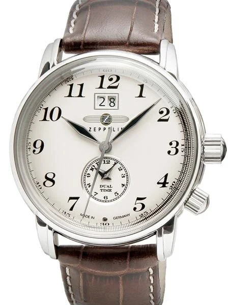 Graf Zeppelin Scratch and Dent - German Made, Dual Time, Big Date Watch with Two Crowns. #