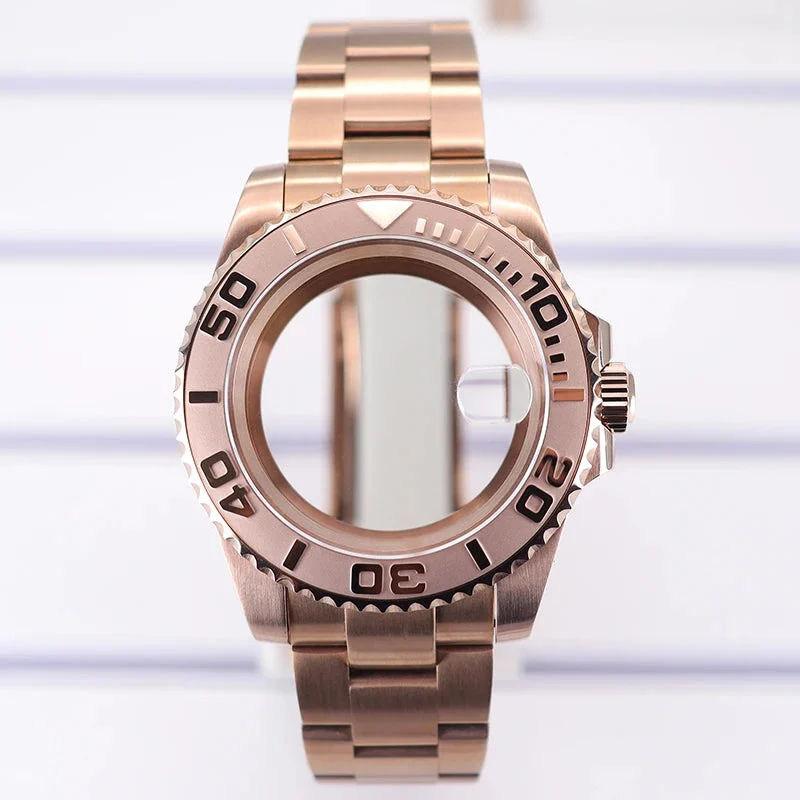 Tandorio Watches Rose gold Yacht Master Watch Case 316 Stainless Steel For NH35 NH36 NH34 NH38 Miyota 8215 Eta 2824 PT5000 Movement 28.5mmDial Rose Gold YACHT Cases Sliding Lock 1005010247494602-Polishing strap 2-NH35 NH36 NH34 NH38-China Mainland 40 mm kol saati