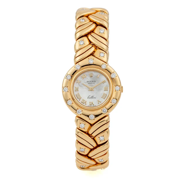 Rolex Ref. 2709, bracelet-watch, mother-of-pearl dial, integrated bracelet; 18K yellow gol