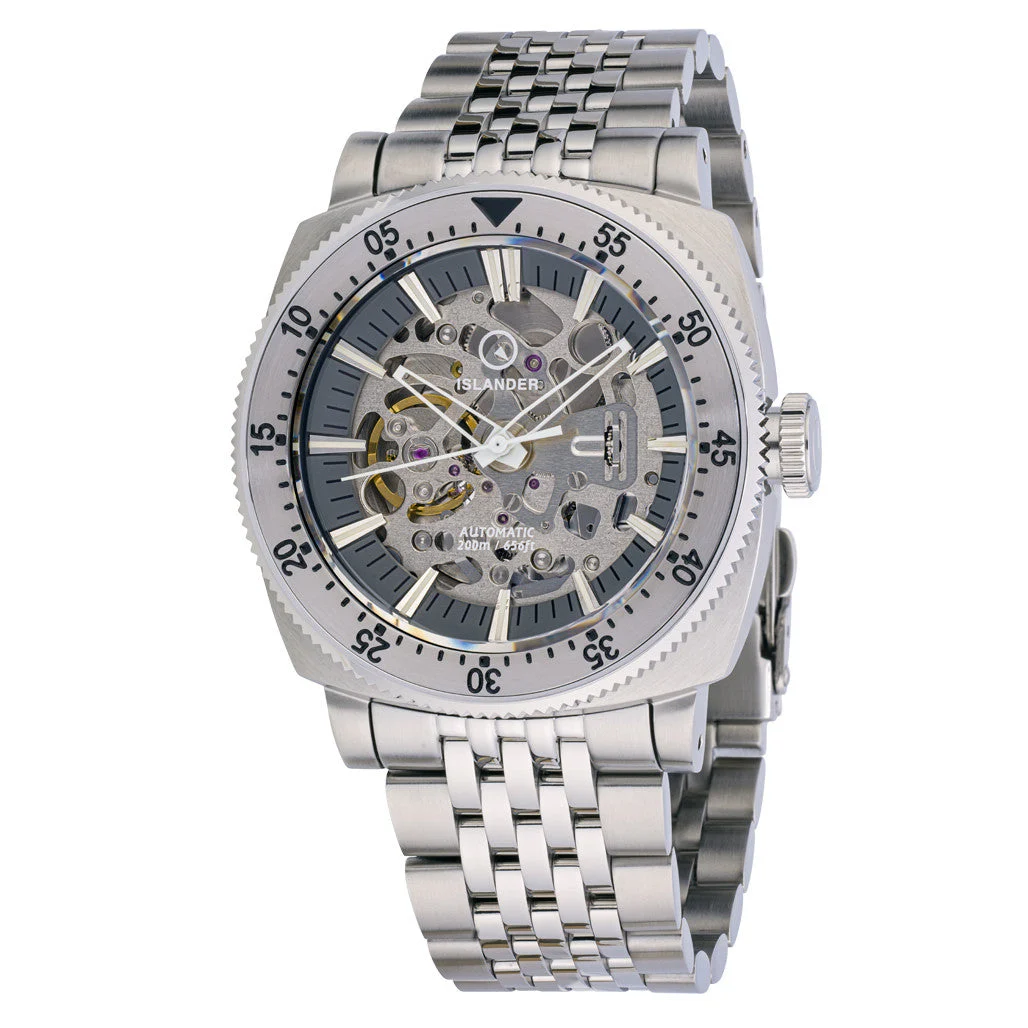 Islander Baiting Hollow Steel Skeleton Dive Watch #ISL-166 42 mm kol saati
