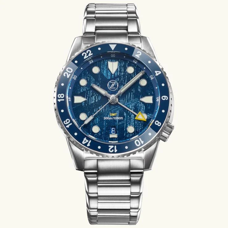 Zelos mako-gmt-blue-meteorite ZELOS-MAKO-GMT-BLUE-METEORITE 40 mm kol saati