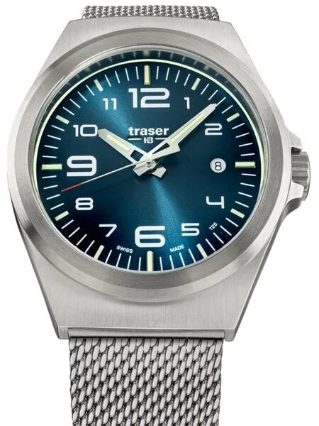Traser Essential M Blue Dial Watch w/Trigalight + SuperLuminova #108205 kol saati