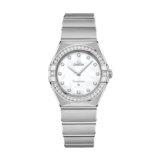 OMEGA Constellation Diamonds Quartz 28mm - White on Bracelet O13115286055001 kol saati