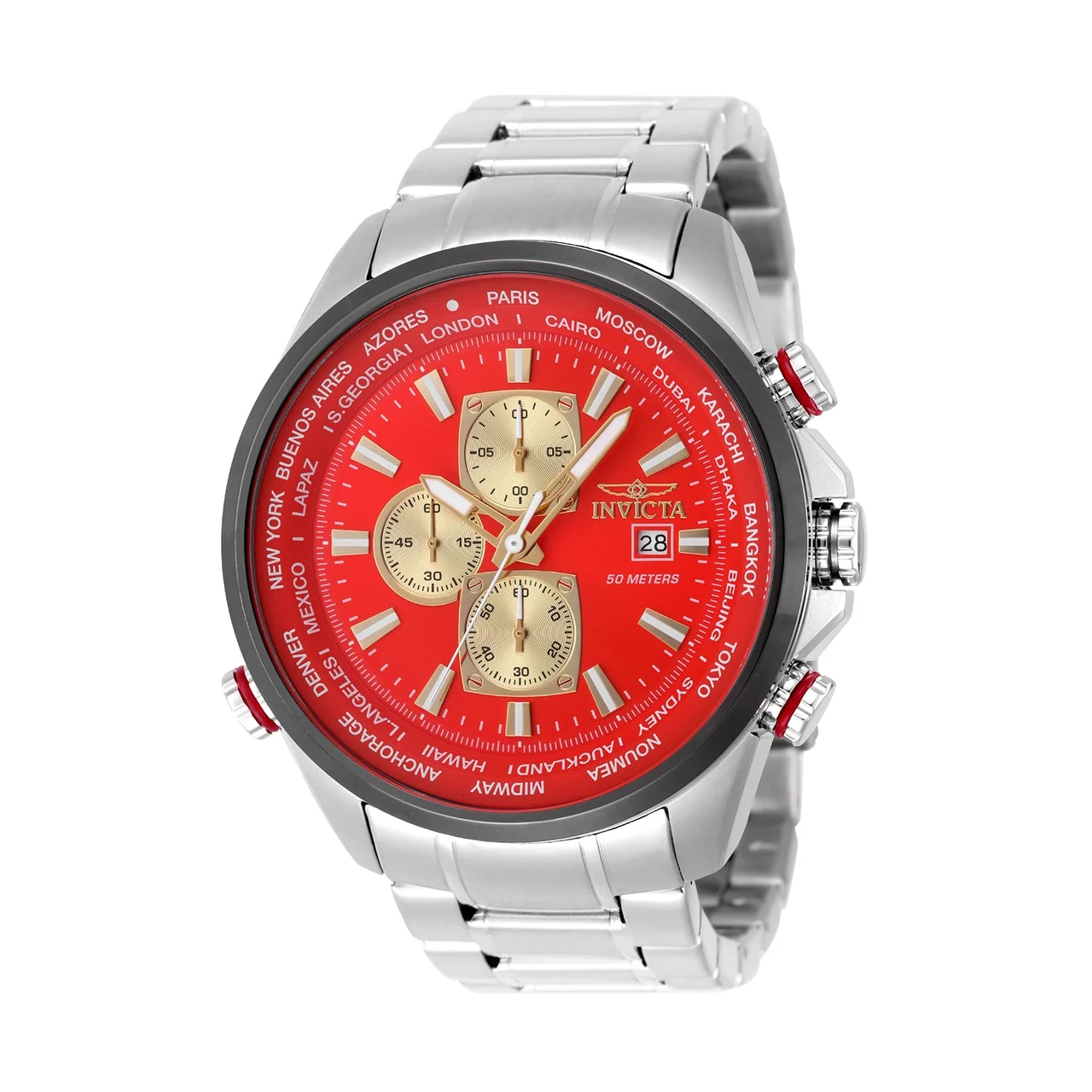 Invicta Aviator Interceptor Watch - 50mm. Steel (50502) 50 mm kol saati