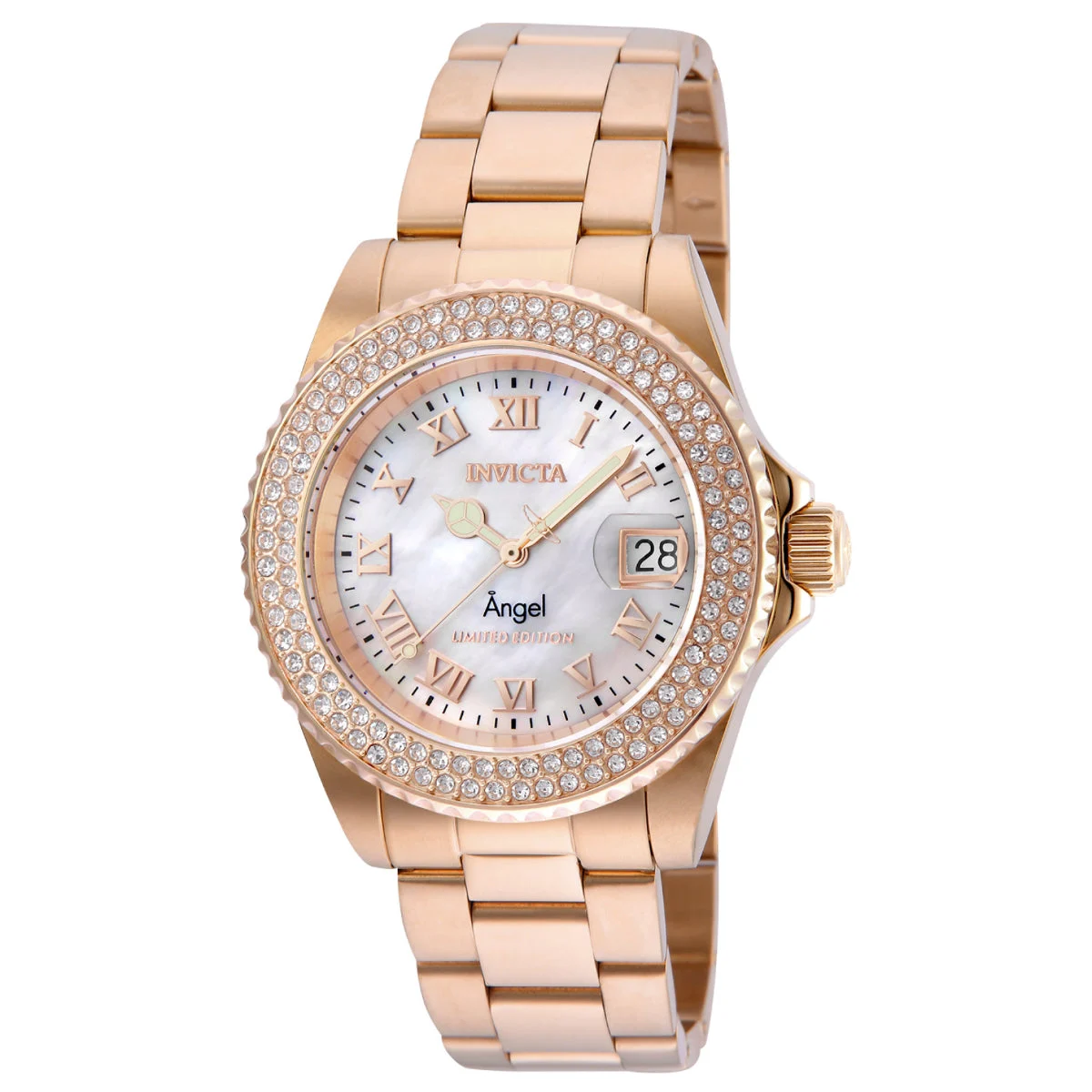 Invicta Angel Swiss Ronda 515 Caliber Watch w/ Mother of Pearl Dial - 40mm, Rose Gold (24615) 40 mm kol saati