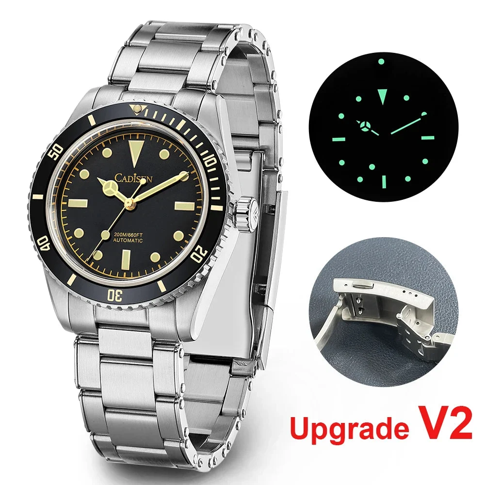 Tandorio Watches CADISEN C8206 BB58 Mod 38mm Diver NH35 Mechanical Sapphire 20 Bar Sapphire 14:10#Tiffany (rubber) 38 mm kol saati