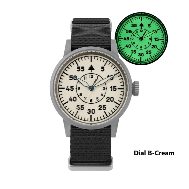 MILITADO Pilot Field Watch ML10 Militado-ML10-飞行员- 黑面多字盘-尼龙-245 kol saati