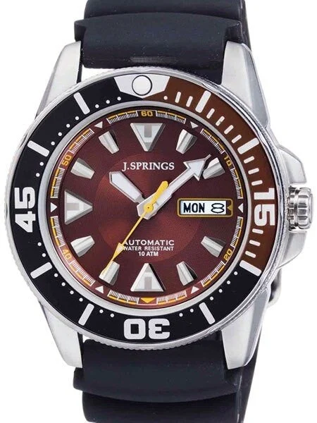 J. Springs Automatic 21-Jewel Sport Dive Watch with Day and Date, Brown Dial #BEB091 kol s