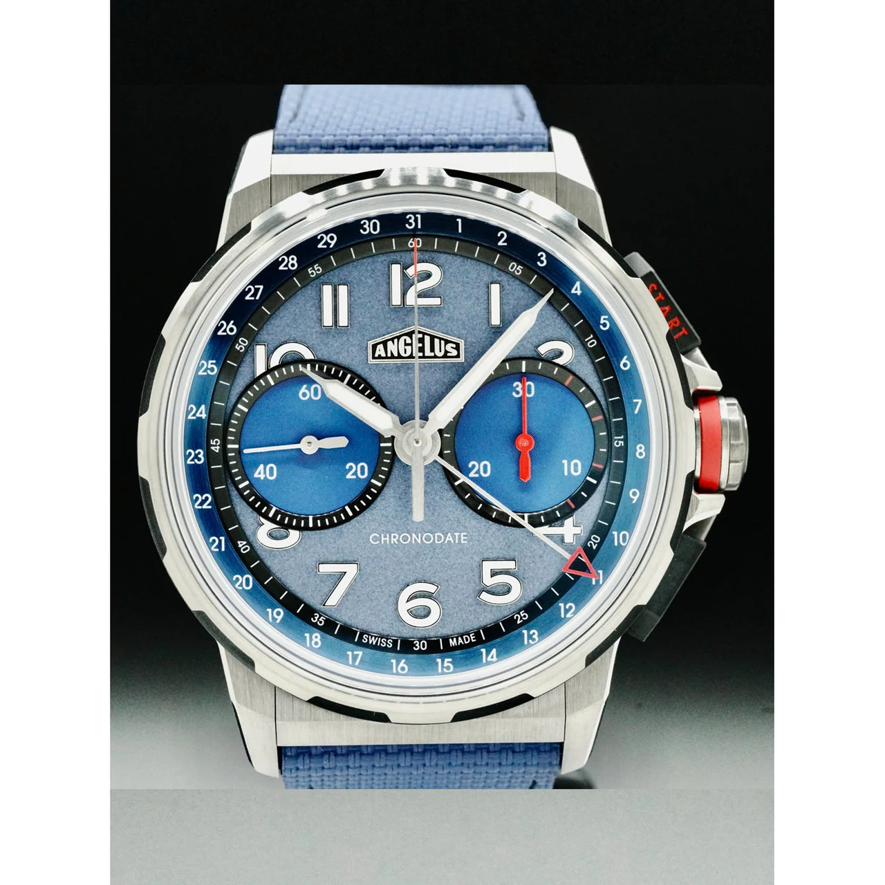 Angelus Chronodate Titanium Blue 210000043146 42.5 mm kol saati