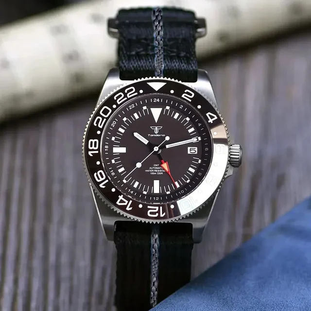 Tandorio Titanium GMT Watch TD015T 42mm Frog NH34 GMT Automatic Watch Luminous Sapphire 20