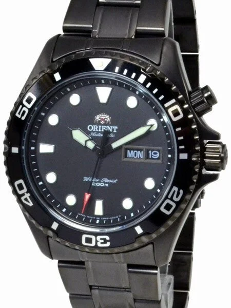 Orient Scratch and Dent - Black Ray Raven 21-Jewel Automatic Dive Watch with Black PVD Bra