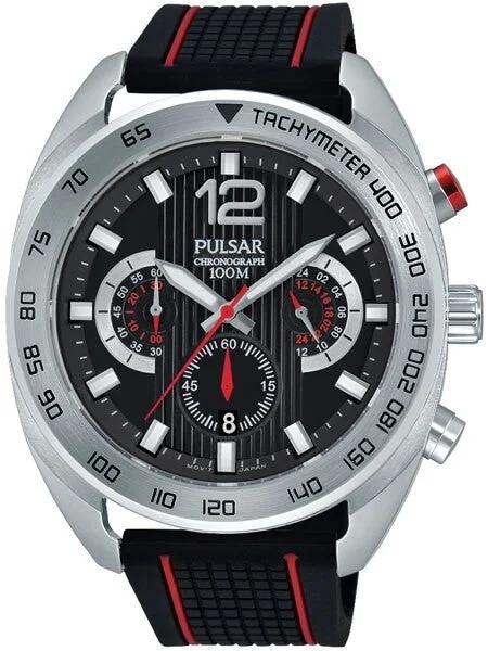 Pulsar Quartz Chronograph Watch with Stopwatch and 24-Hour Sub-Dial #PT3633 45 mm kol saati