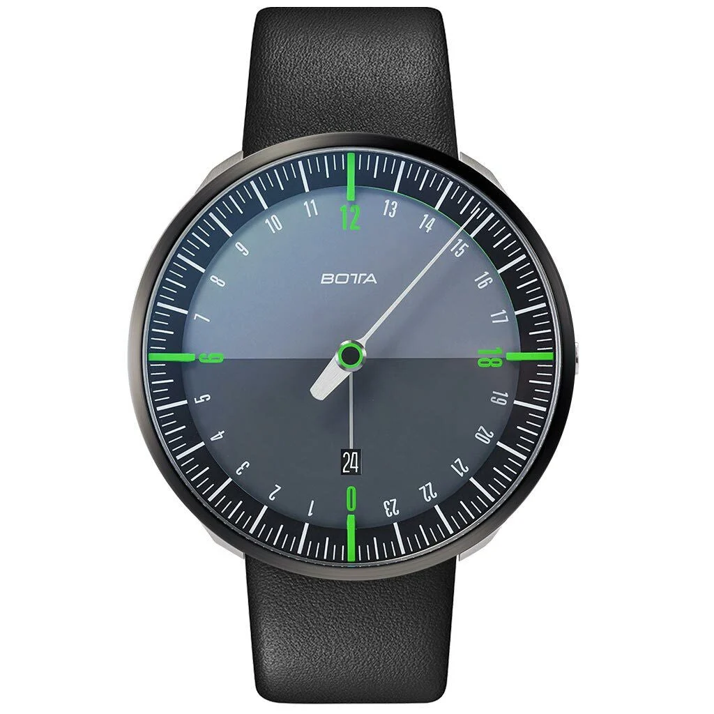 Botta UNO 24 one hand 24-hour Swiss quartz watch with 45mm titanium case #628010 45 mm kol saati