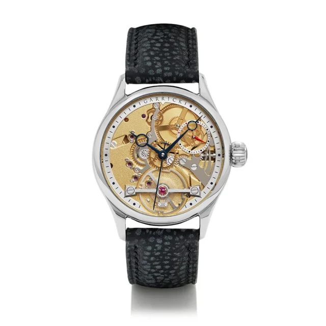 Garrick Deadbeat Seconds - Gold Dial British-Made Jumping Seconds S3-DBS-ST-YG kol saati