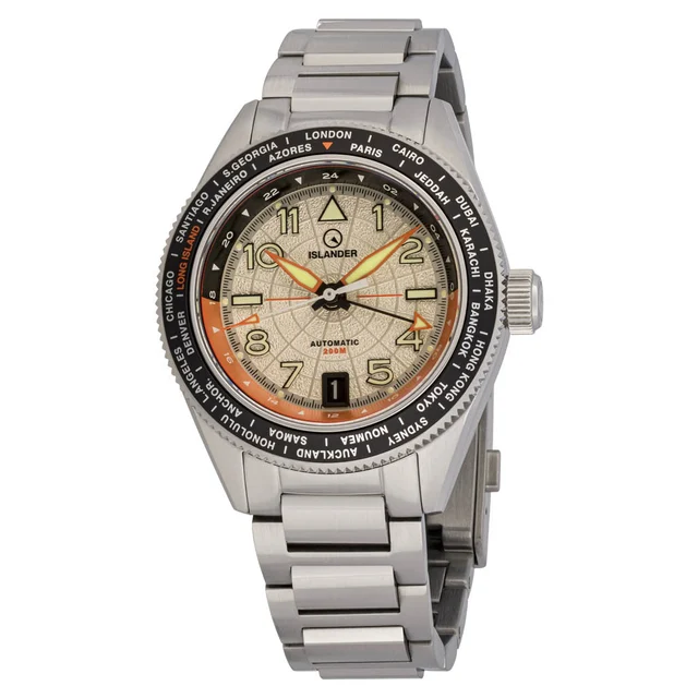 Islander Calabro GMT World Time Automatic Watch with Silver Dial #ISL-317 kol saati