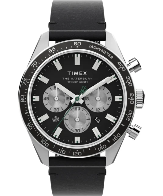 Timex Waterbury Chronograph 41mm Leather Strap Watch TW2V42500 kol saati