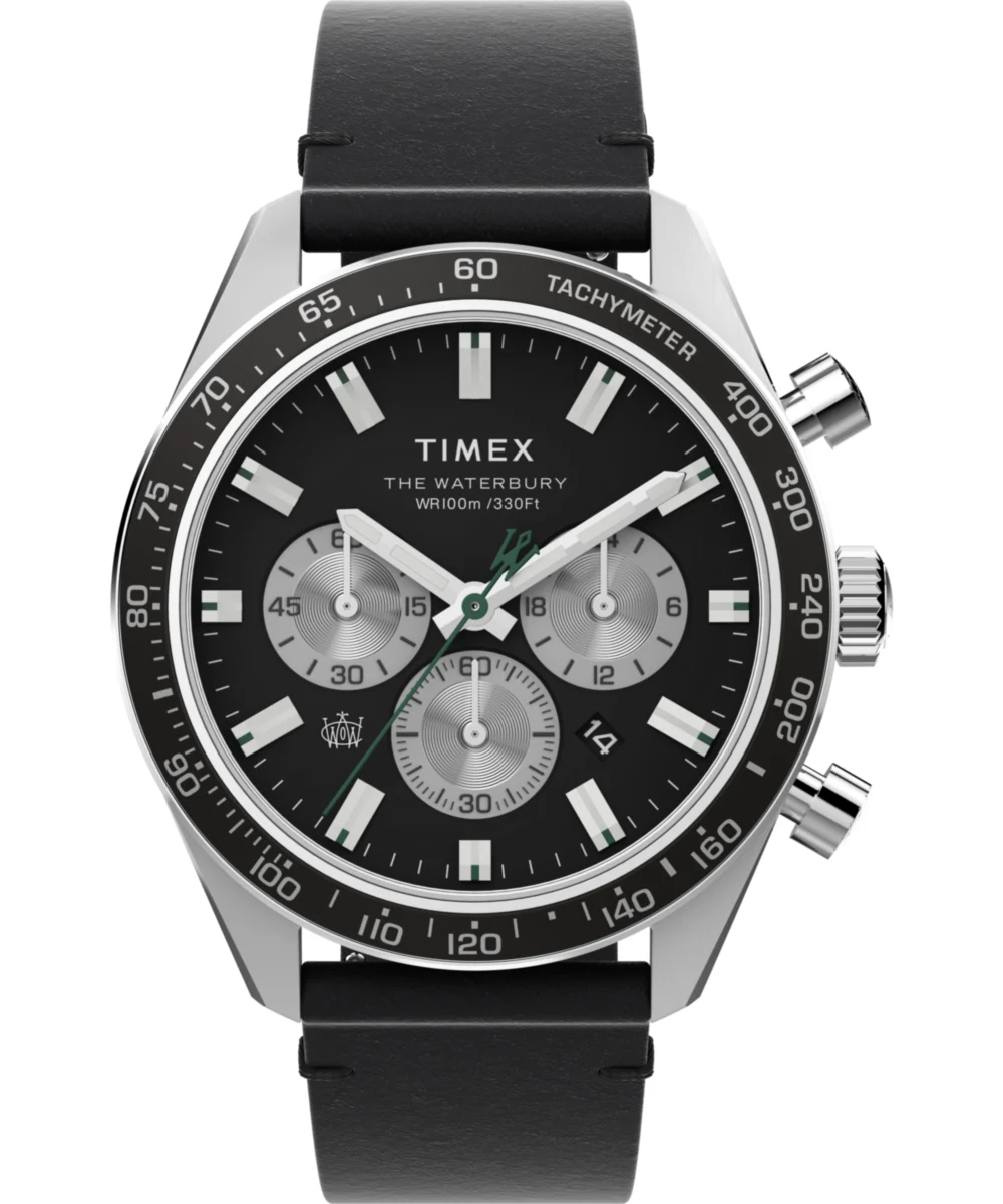 Timex Waterbury Chronograph 41mm Leather Strap Watch TW2V42500 41 mm kol saati