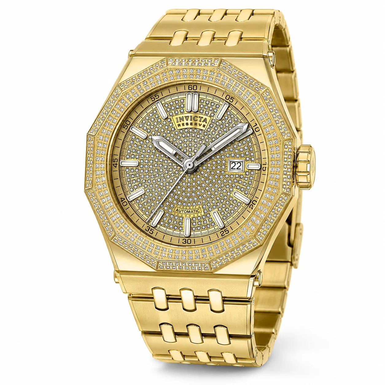 Invicta Reserve Akula Dynasties 3.27 Carat Diamond Automatic Watch - 48mm. Gold (50442) 48 mm kol saati