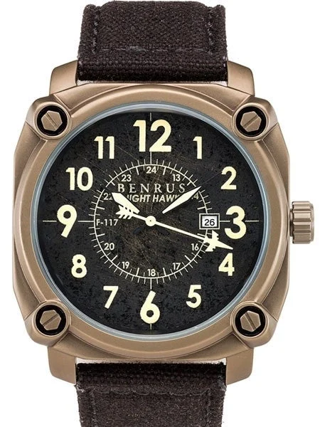 Benrus Stainless Steel, Military-Inspired Quartz Nighthawk Watch #BR002C kol saati