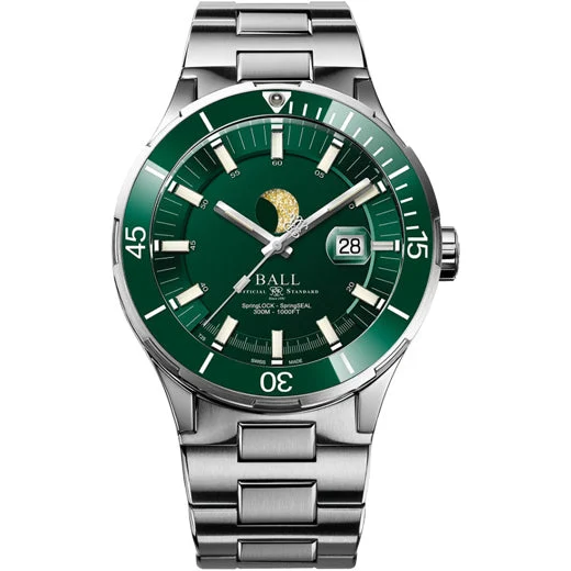 Ball Roadmaster Challenger Moonphase 43mm Green Dial on Bracelet DM3150B-S13J-GR 43 mm kol saati