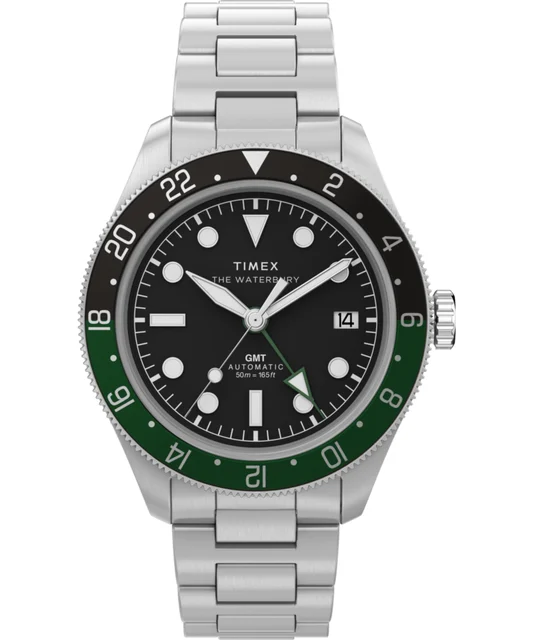 Timex Waterbury Heritage Automatic GMT 41.5mm Stainless Steel Bracelet Watch TW2Y60800 kol
