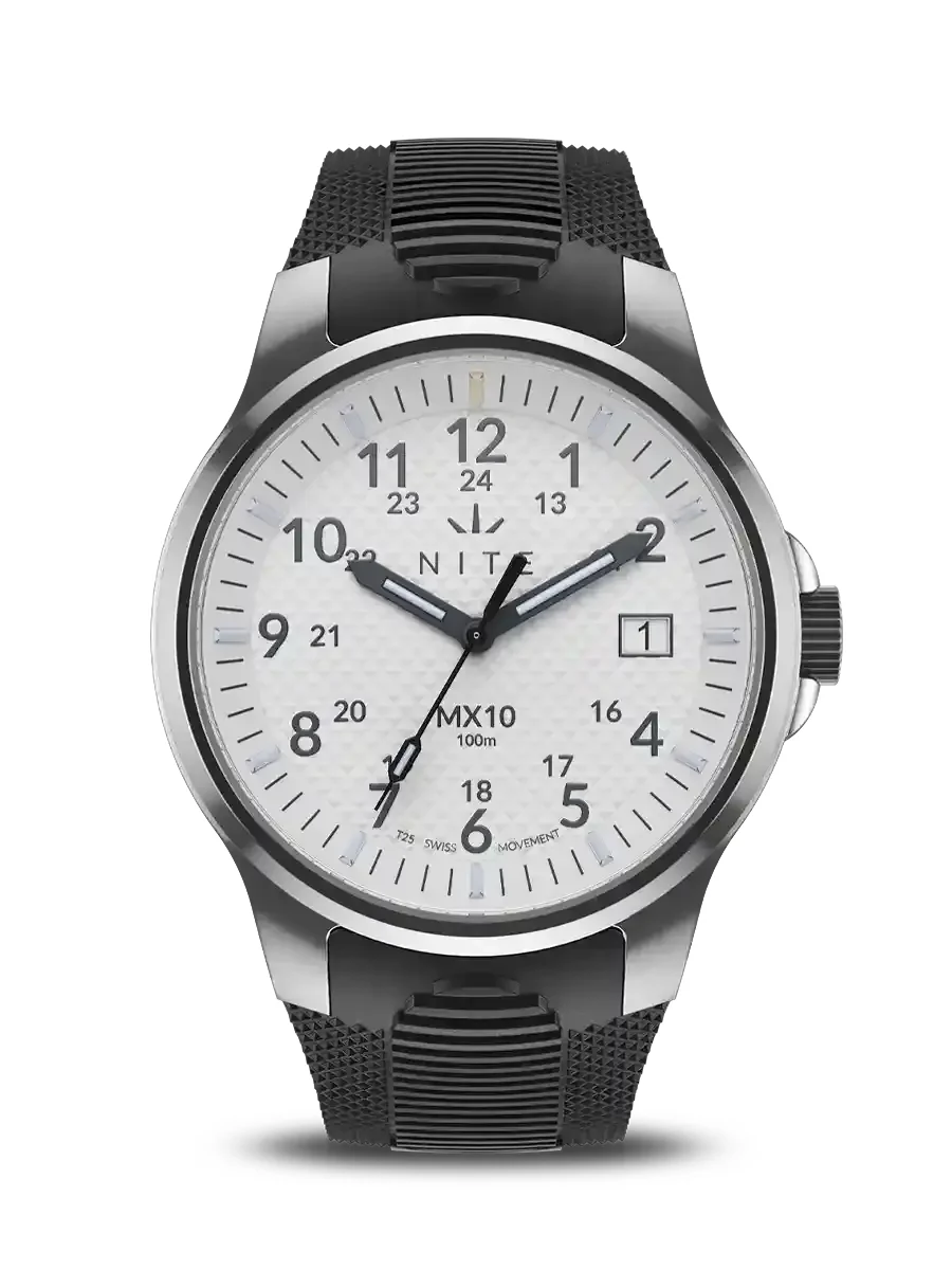 Nite Watches Pre-Order MX10POLARBLACKRUBBER 39 mm kol saati