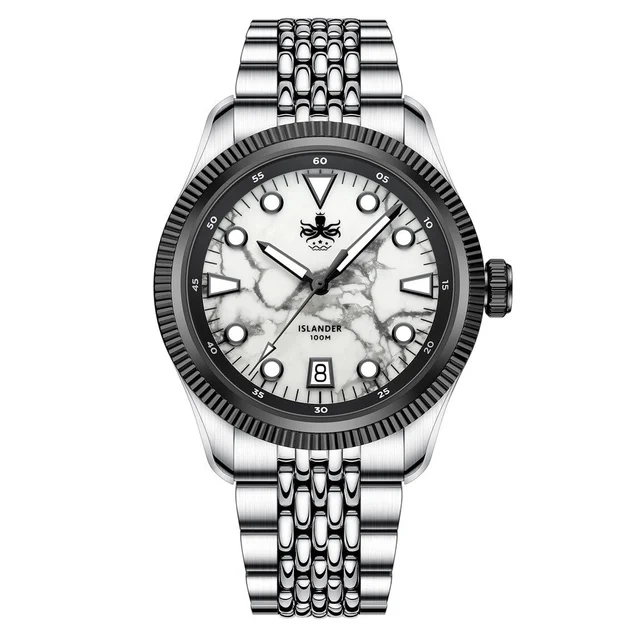 Phoibos ISLANDER Delphinus White Turquoise Dial Watch #PY066-LIW11 kol saati