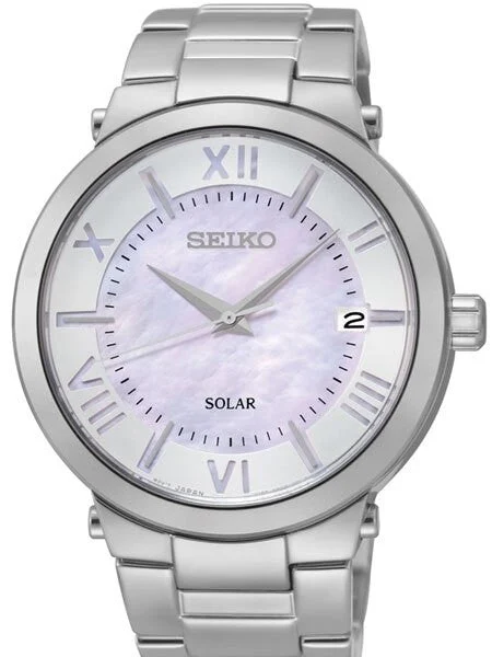 Seiko Solar Sport Watch with Mother of Pearl Dial #SNE885 38.5 mm kol saati