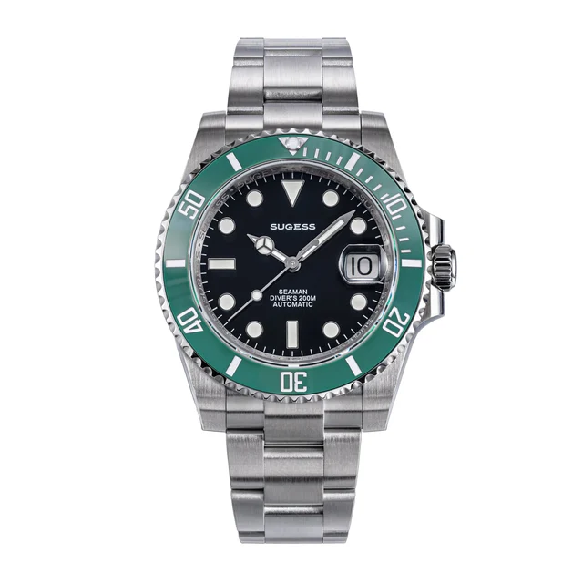 Sugess Ocean Star S421 SU116610LD Black Dial Green Bezel Automatic (Seagull ST2130 movemen