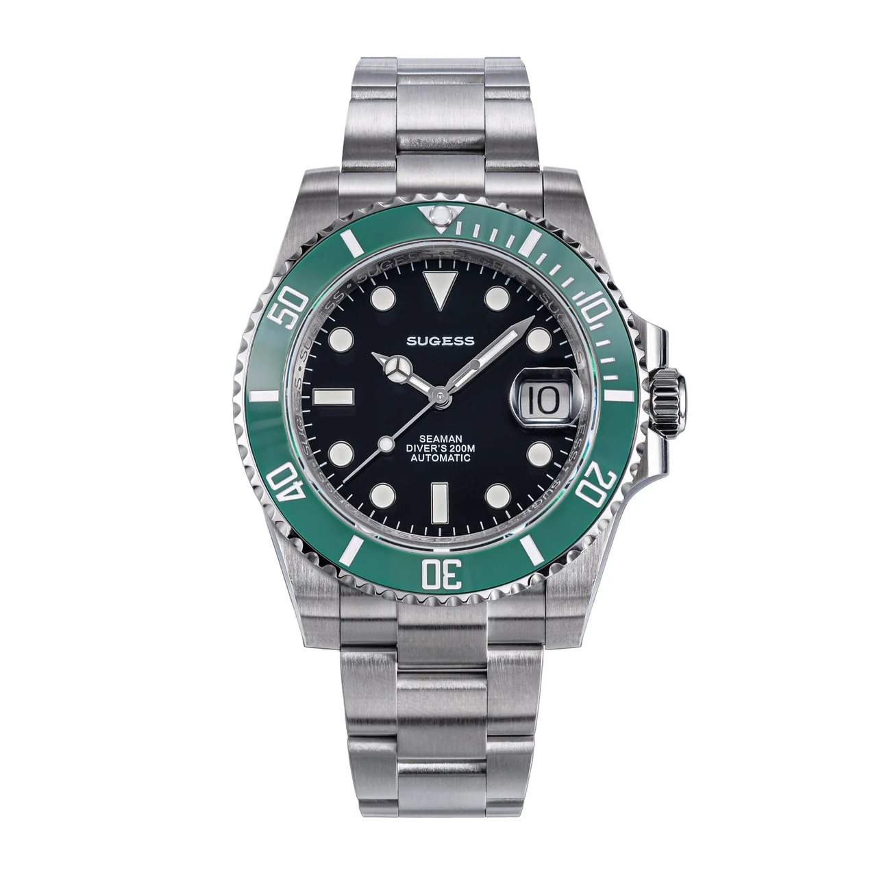Sugess Ocean Star S421 SU116610LD Black Dial Green Bezel Automatic 41 mm kol saati
