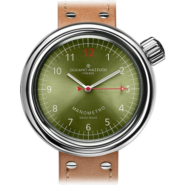Giuliano Mazzuoli Manometro Moss Green Compressed MNCP13N kol saati