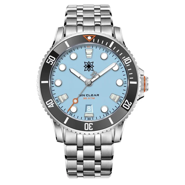 Second Hour Gin Clear Mk2 Watch with Pastel Blue Dial #SEC-HOU-04 kol saati